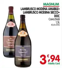 D'Ambros Lambrusco Modena Amabile Lambrusco Modena Secco DOC Cavicchioli offerta
