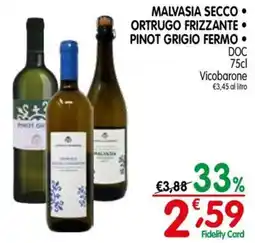 D'Ambros Malvasia secco Ortrugo frizzante Pinot grigio fermo offerta