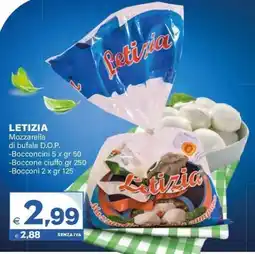 Boningros Cash and Carry Letizia Mozzarella di bufala D.O.P. Bocconi offerta