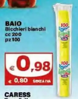 Boningros Cash and Carry Baio bicchieri bianchi offerta