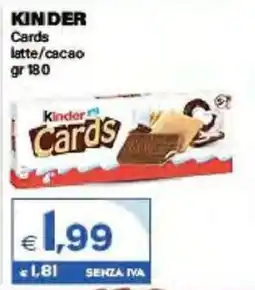 Boningros Cash and Carry Kinder Cards late/cacao offerta