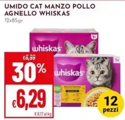 Pan Whiskas umido cat manzo pollo agnello offerta