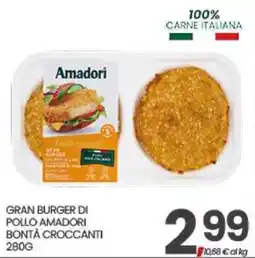 Eurospar Gran burger di pollo Amadori Bontà croccanti offerta