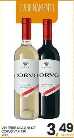 Eurospar Vini Terre Siciliane IGT Corvo Vari Tipi offerta