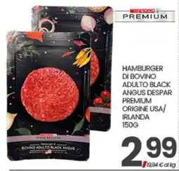 Eurospar Hamburger di bovino adulto black angus despar premium offerta