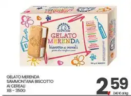 Eurospar Gelato merenda biscotto ai cereali Sammontana offerta