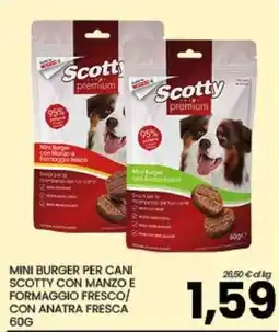Eurospar Mini burger per cani Scotty con manzo e formaggio fresco offerta