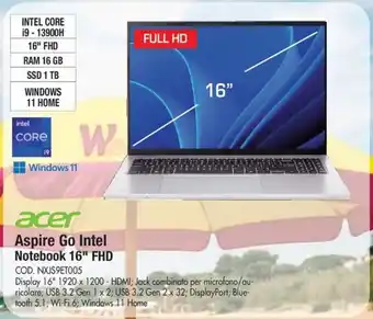 Acer Aspire Go Intel Notebook 16" FHD