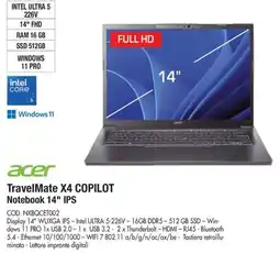 Wellcome Acer TravelMate X4 COPILOT Notebook 14" IPS offerta