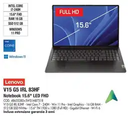 Wellcome Lenovo V15 G5 IRL 83HF Notebook 15.6" LED FHD offerta