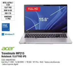 Wellcome Acer Travelmate MP215 Notebook 15.6"FHD IPS offerta
