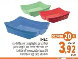 Pet Store Conad IMAC vaschetta aperta in plastica per gatti di piccola taglia offerta