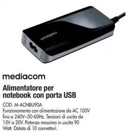 Wellcome mediacom Alimentatore per notebook con porta USB offerta