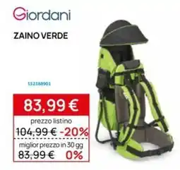 Prenatal Giordani Zaino Verde offerta