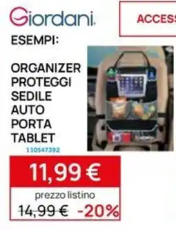 Prenatal Giordani organizer proteggi sedile auto porta tablet offerta