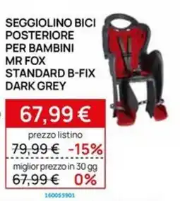 Prenatal Seggiolino bici posteriore per bambini Mr Fox Standard B-Fix Dark Grey offerta