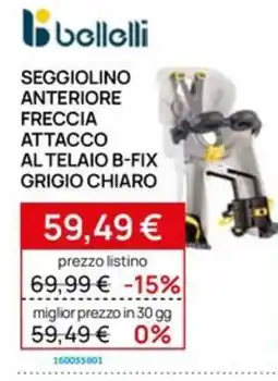 Prenatal Seggiolino anteriore freccia attacco al telaio b-fix grigio chiaro offerta