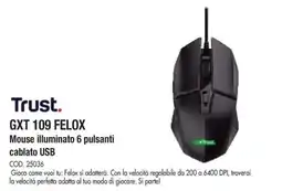 Wellcome Trust GXT 109 FELOX Mouse illuminato 6 pulsanti cablato USB offerta