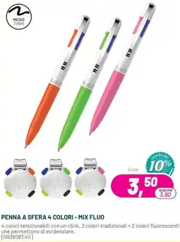 Buffetti Penna a sfera 4 colori - mix fluo offerta