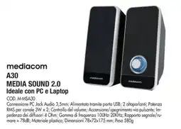 Wellcome mediacom A30 MEDIA SOUND 2.0 Ideale con PC e Laptop offerta