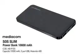 Wellcome mediacom SOS SLIM Power Bank 10000 mAh offerta