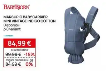 Prenatal BabyBjörn Marsupio Baby Carrier Mini Vintage Indigo Cotton offerta