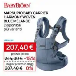 Prenatal BabyBjörn Marsupio baby carrier harmony woven blue mélange offerta