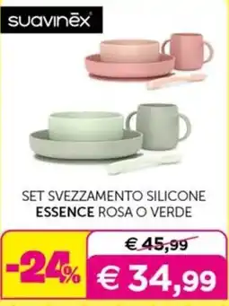 Universo Bimbo Suavinex set svezzamento silicone essence rosa o verde offerta