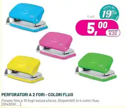 Buffetti Perforatori a 2 fori - colori fluo offerta