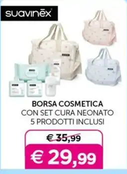 Universo Bimbo Borsa cosmetica Suavinex con set cura neonato offerta