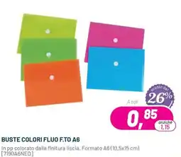 Buffetti Buste colori fluo f.to A6 offerta