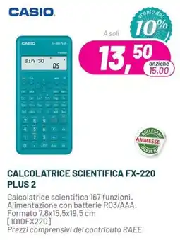 Buffetti Casio calcolatrice scientifica FX-220 Plus 2 offerta