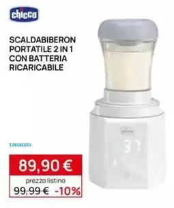Prenatal Scaldabiberon portatile 2 in 1 Chicco con batteria ricaricabile offerta