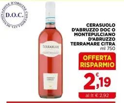 Gran mercato Cerasuolo d'Abruzzo DOC o Montepulciano d'Abruzzo Terramare Citra offerta