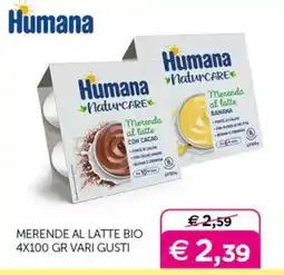 Universo Bimbo Humana NaturCare Merende al latte bio offerta