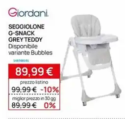 Prenatal Giordani SEGGIOLONE G-SNACK GREY TEDDY offerta