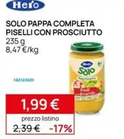 Prenatal Hero Solo Pappa Completa Piselli con Prosciutto offerta