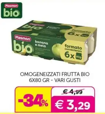 Universo Bimbo Plasmon bio omogeneizzati frutta bio offerta