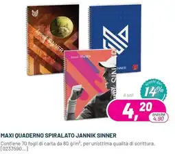 Buffetti Maxi quaderno spiralato Jannik Sinner offerta