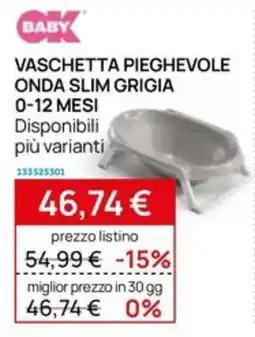 Prenatal Baby vaschetta pieghevole onda slim grigia offerta