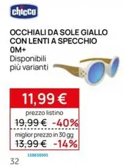Prenatal chicco Occhiali da sole giallo con lenti a specchio offerta