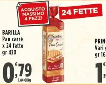 Rossotono Carrefour Barilla Pan carrè offerta