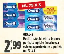 Rossotono Carrefour Oral-B Dentifricio 3d white bianco perla offerta