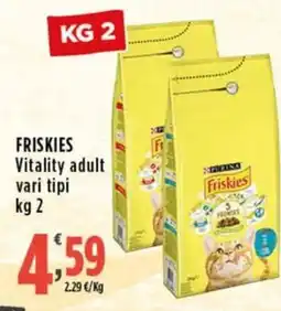 Rossotono Carrefour Friskies Vitality adult vari tipi offerta
