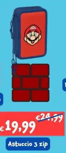 Giokids Super Mario Astuccio 3 zip offerta