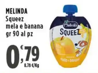 Rossotono Carrefour Melinda Squeeze mela e banana offerta