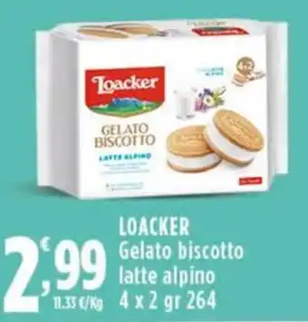 Rossotono Carrefour Loacker Gelato biscotto latte alpino offerta