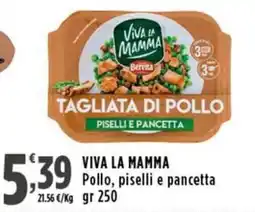 Rossotono Carrefour Viva la mamma tagliata di pollo piselli e pancetta offerta