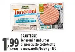 Rossotono Carrefour Teneroni hamburger di prosciutto cotto/cotto e mozzarella/baby offerta
