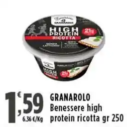 Rossotono Carrefour Granarolo Benessere high protein ricotta offerta
